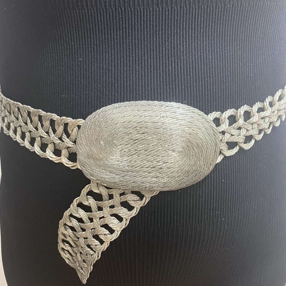 VTG 70 Grecian Handwoven Wire Mesh Belt Adjustable Up To 36" Women's Silver